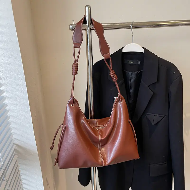 Retro Brown Leather Shoulder Bag for Women 2024 - Image 3