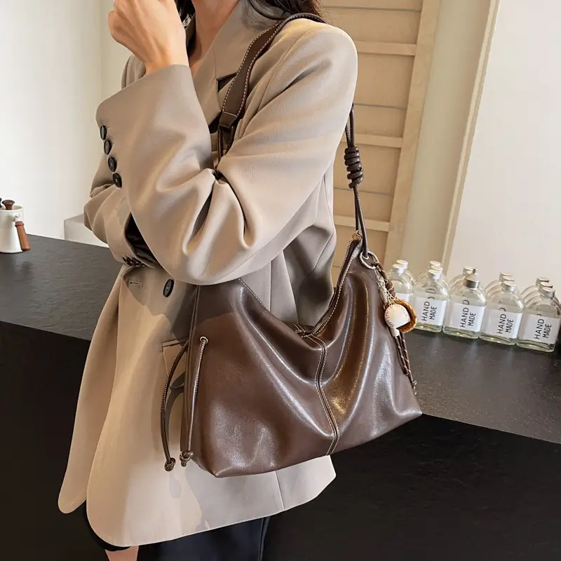 Retro Brown Leather Shoulder Bag for Women 2024 - Image 6