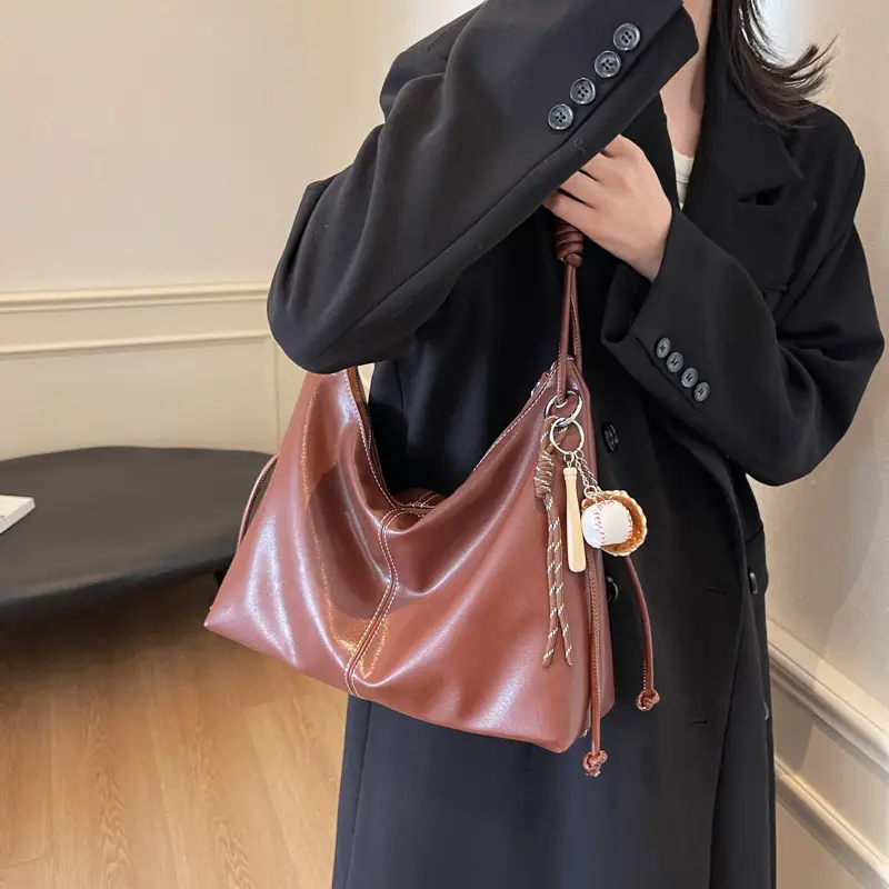 Retro Brown Leather Shoulder Bag for Women 2024 - Image 7