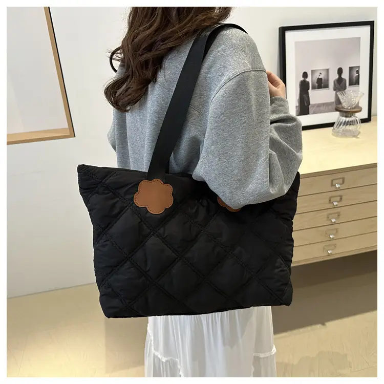 Women's Maroon Quilted Shoulder Bag with Cloud Design - Image 9