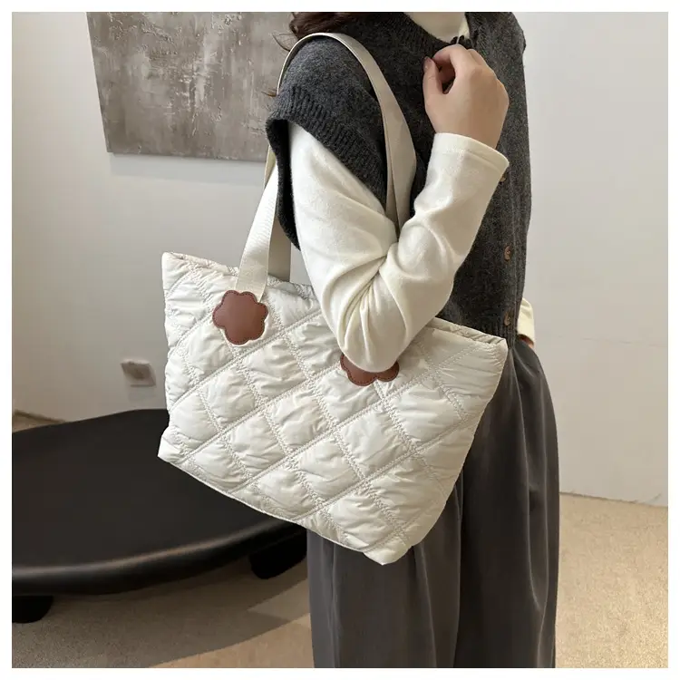 Women's Maroon Quilted Shoulder Bag with Cloud Design — feature 11