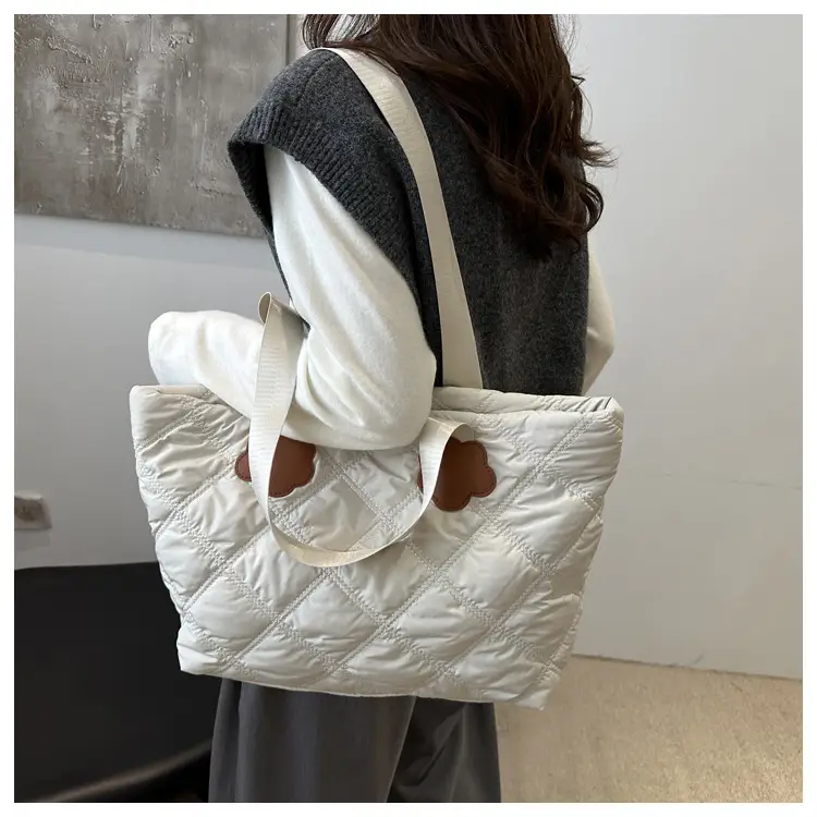 Women's Maroon Quilted Shoulder Bag with Cloud Design — feature 12