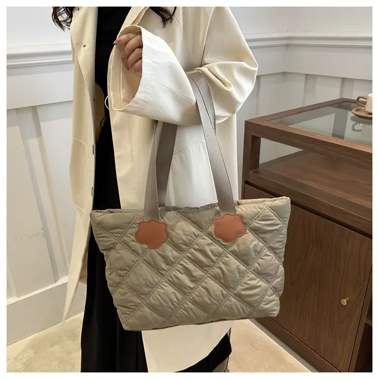 Women's Maroon Quilted Shoulder Bag with Cloud Design — feature 19