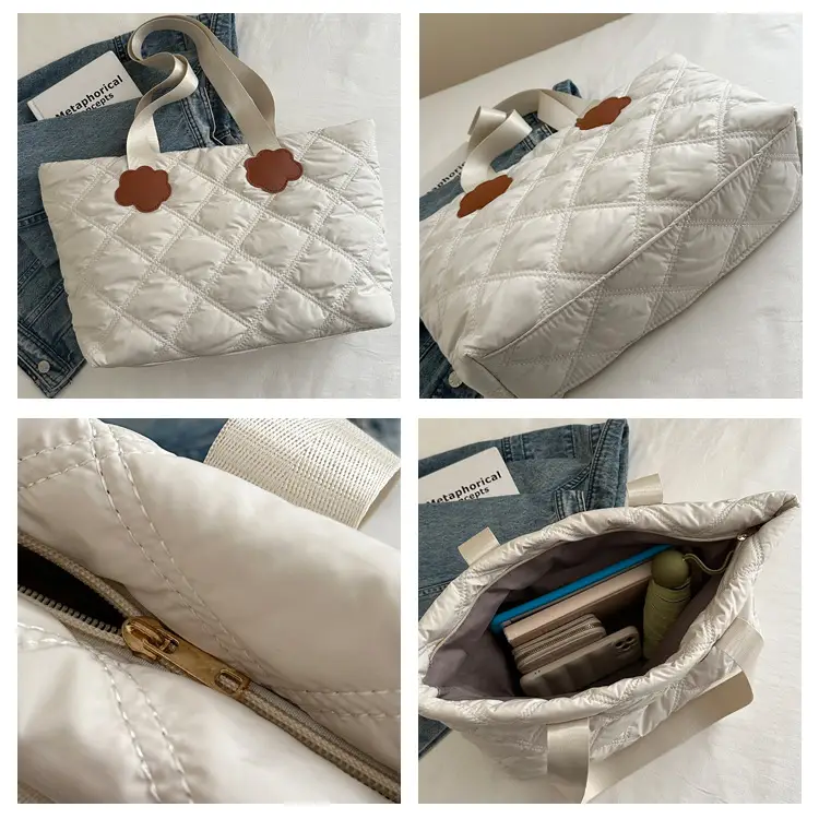 Women's Maroon Quilted Shoulder Bag with Cloud Design — feature 9