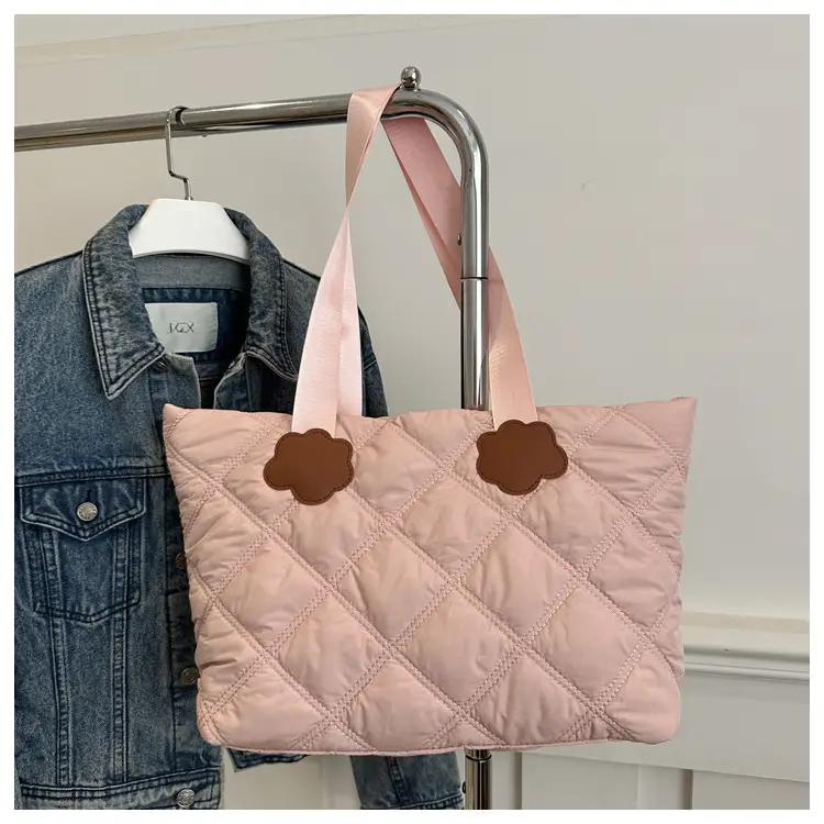 Women's Maroon Quilted Shoulder Bag with Cloud Design - Image 4