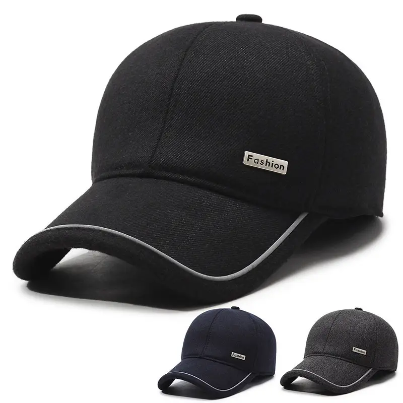 Men's Black Fleece Baseball Cap with Brand Tag - Image 4