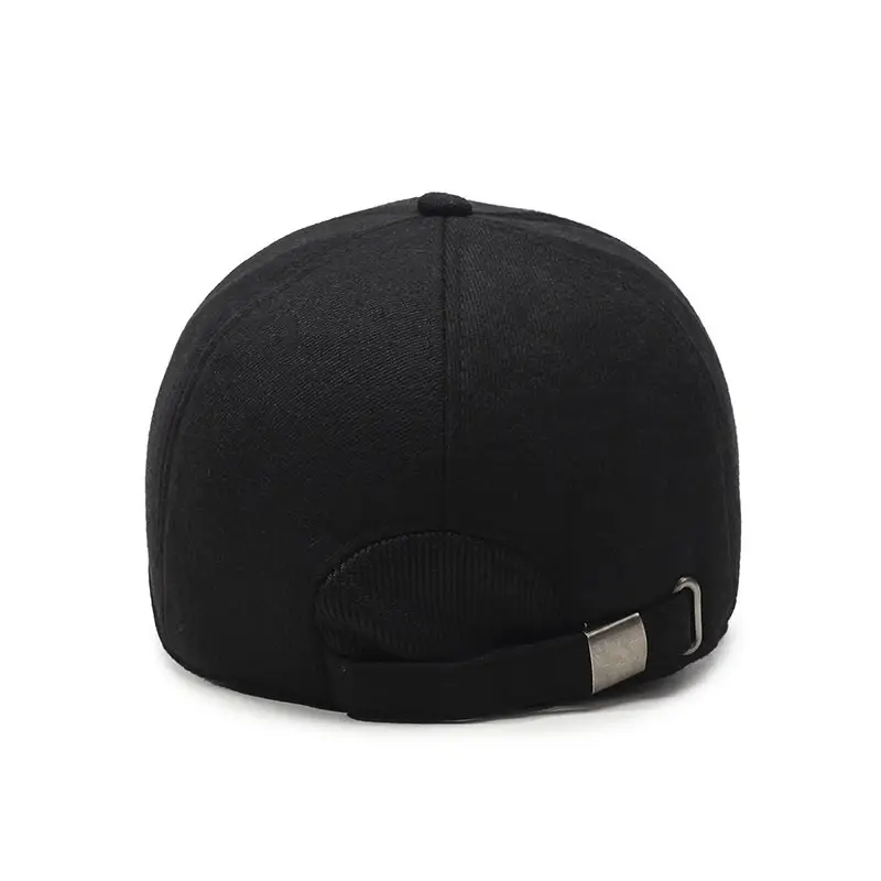Men's Black Fleece Baseball Cap with Brand Tag - Image 5