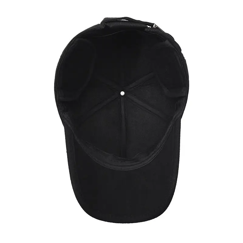Men's Black Fleece Baseball Cap with Brand Tag - Image 6