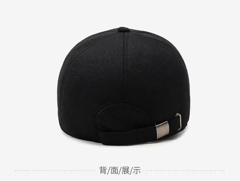 Men's Black Fleece Baseball Cap with Brand Tag — feature 11