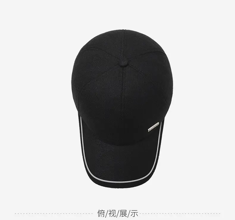 Men's Black Fleece Baseball Cap with Brand Tag — feature 12