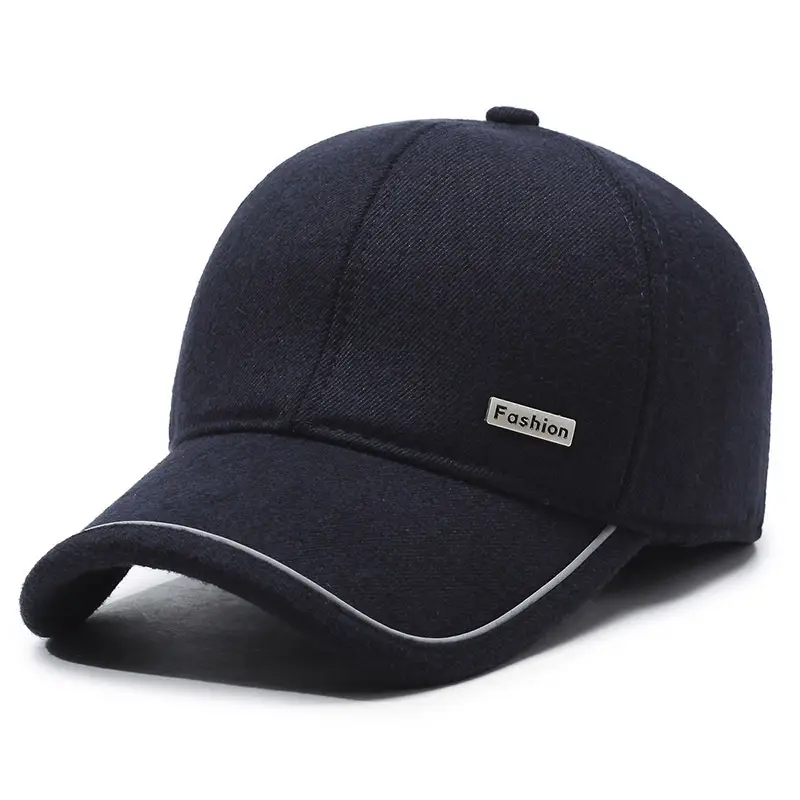 Men's Black Fleece Baseball Cap with Brand Tag - Image 3