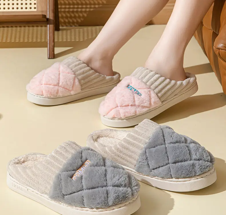 Women's Winter New Style Home Slippers with a Stepping-On-Poop Feeling, Thick-Soled, Warm, Non-Slip, Indoor Plush Slippers for Couples — feature 19