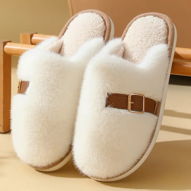 Women's Winter New Style Home Slippers with a Stepping-On-Poop Feeling, Thick-Soled, Warm, Non-Slip, Indoor Plush Slippers for Couples