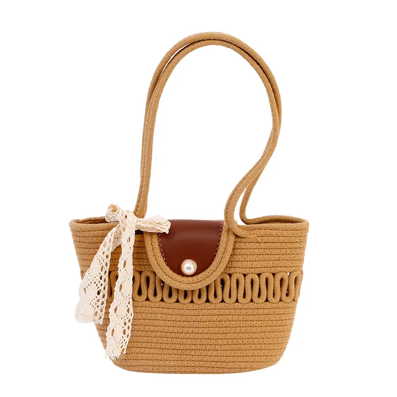 Straw Woven Tote Bag with Tassel & Flower Decor - Image 12