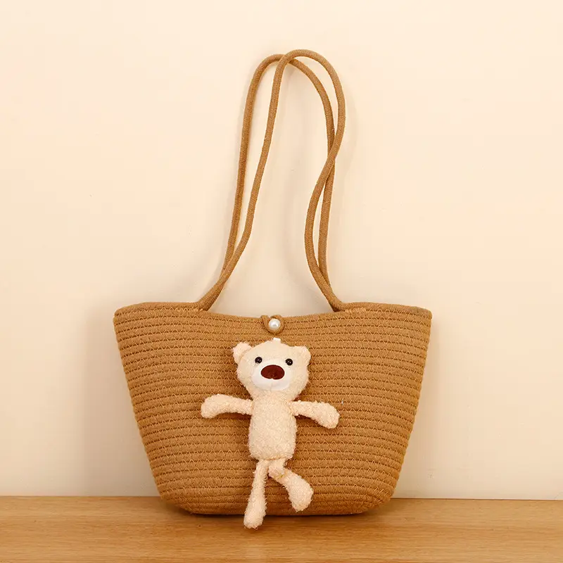 Straw Woven Tote Bag with Tassel & Flower Decor - Image 4