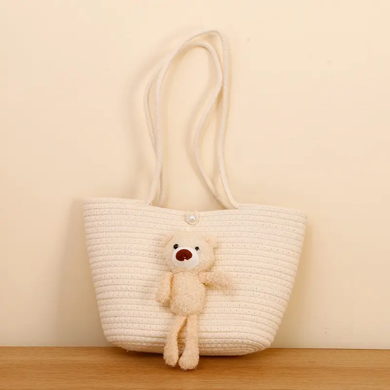 Straw Woven Tote Bag with Tassel & Flower Decor - Image 5