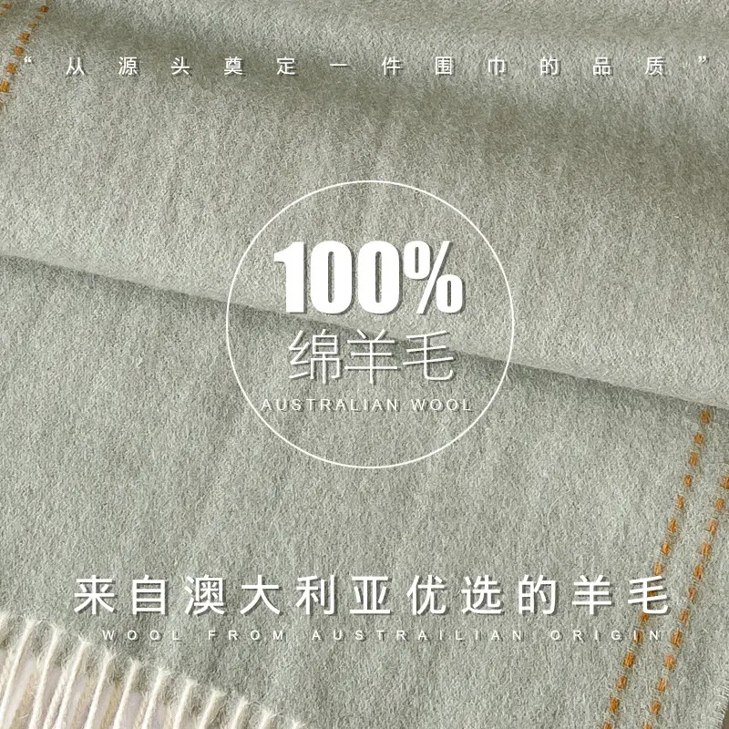 Men's 100% Wool Scarf Dark Blue Plaid Cashmere Winter Shawl - Image 11