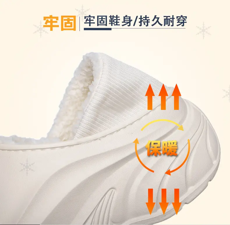 Cotton Slippers Men's Winter fleece-lined Warm Bag Heel Cotton Shoes Fur One-piece Outdoor Waterproof Non-slip Thick Slippers for Couple — feature 7