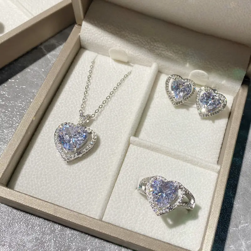 Gold Plated Heart Necklace with Zircon Accents for Women