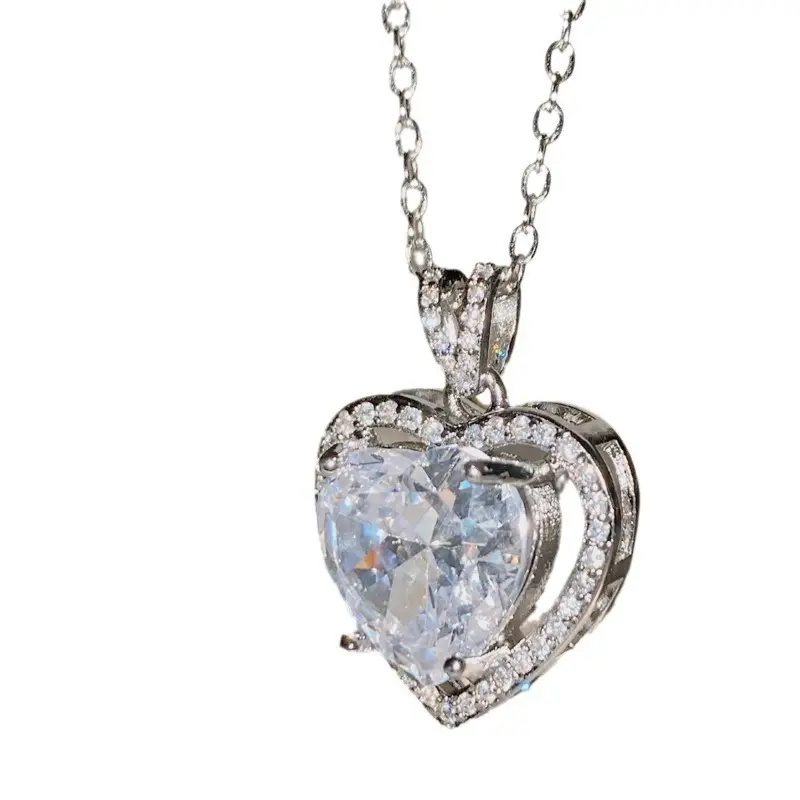Gold Plated Heart Necklace with Zircon Accents for Women