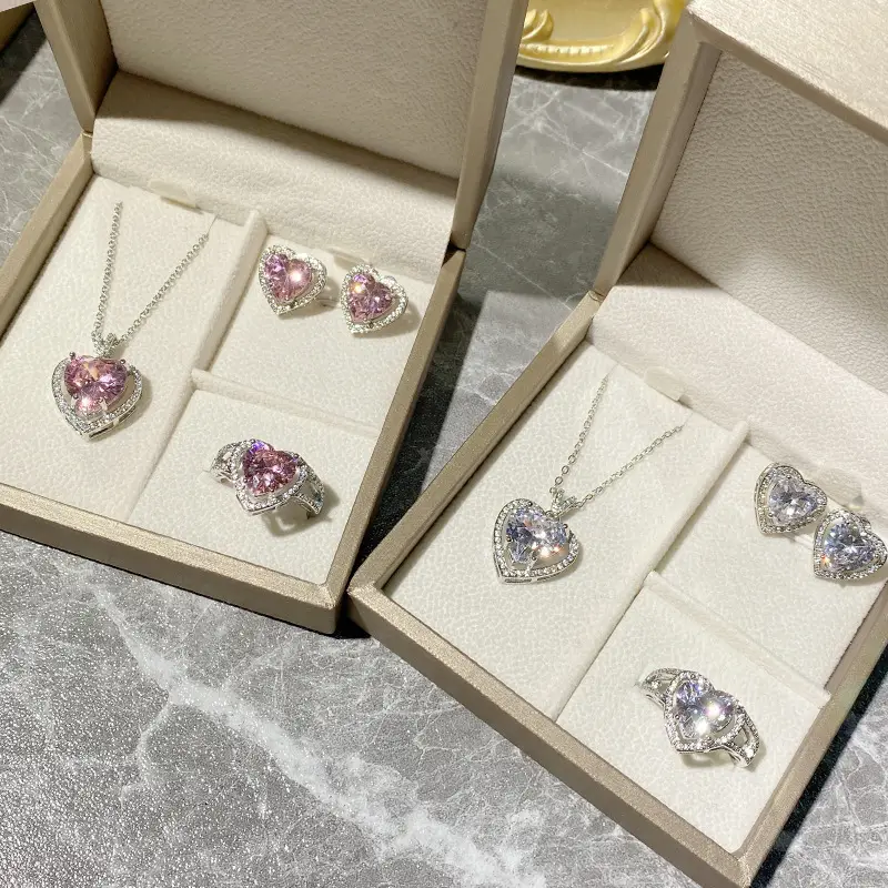 Gold Plated Heart Necklace with Zircon Accents for Women — feature 1