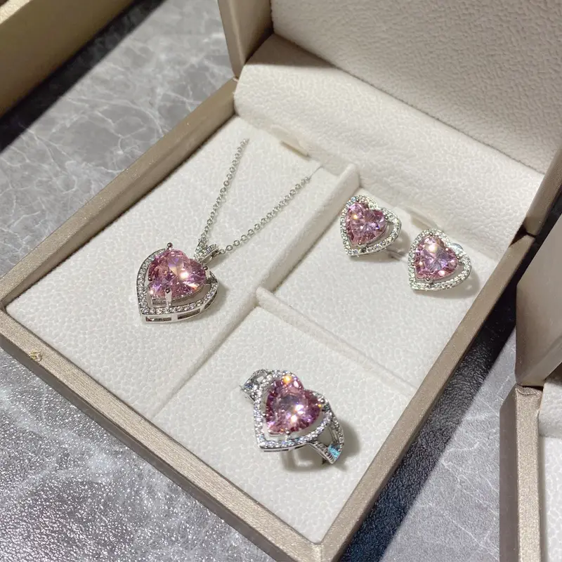 Gold Plated Heart Necklace with Zircon Accents for Women — feature 3