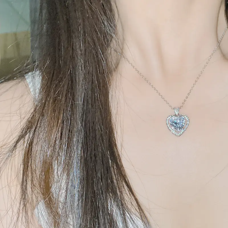 Gold Plated Heart Necklace with Zircon Accents for Women — feature 6