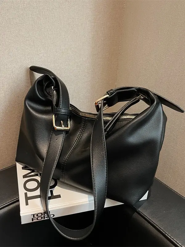 Black Leather Shoulder Messenger Bag for Women 2024 - Image 5