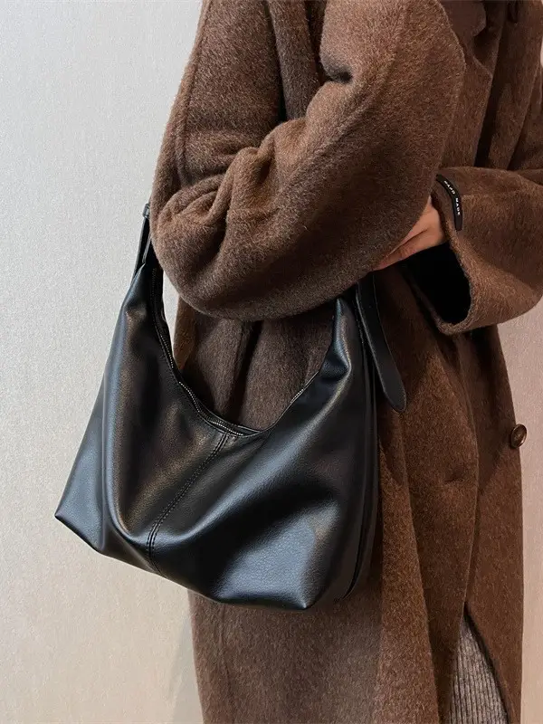 Black Leather Shoulder Messenger Bag for Women 2024 - Image 7