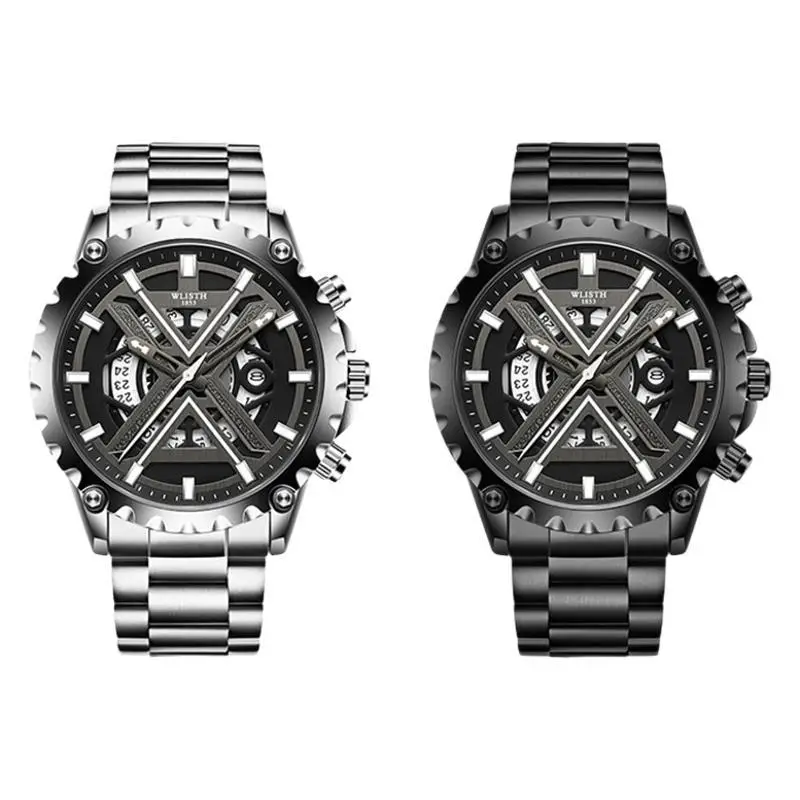 Men's Black Quartz Waterproof Watch with 3 D Display - Image 8
