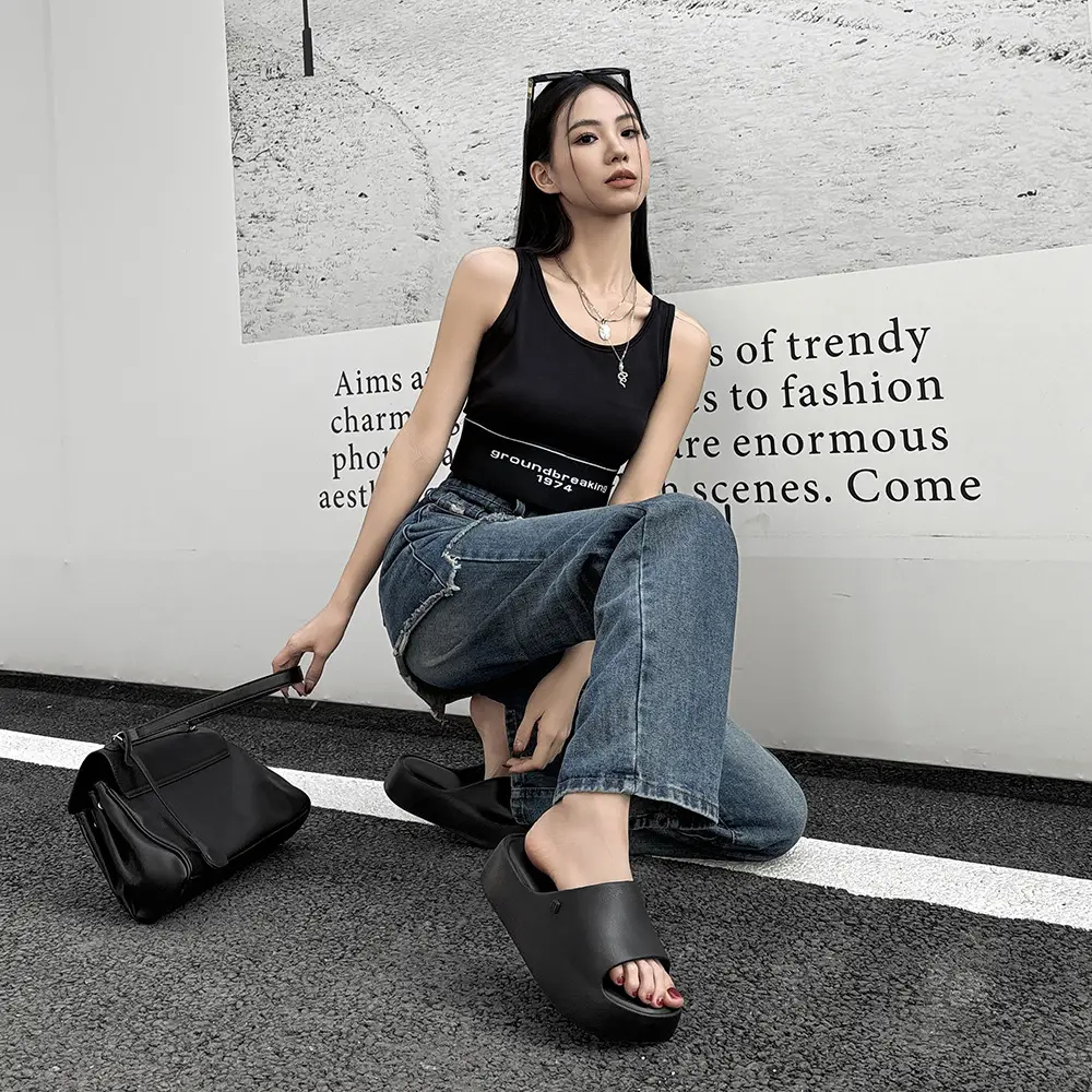 Thick-soles Slippers Women's Korean-style Instagram Fashionable Outdoor Fashionable Slim-shaped EVA Soft-soles Flat-soles Sandals for Comfortable - Image 5
