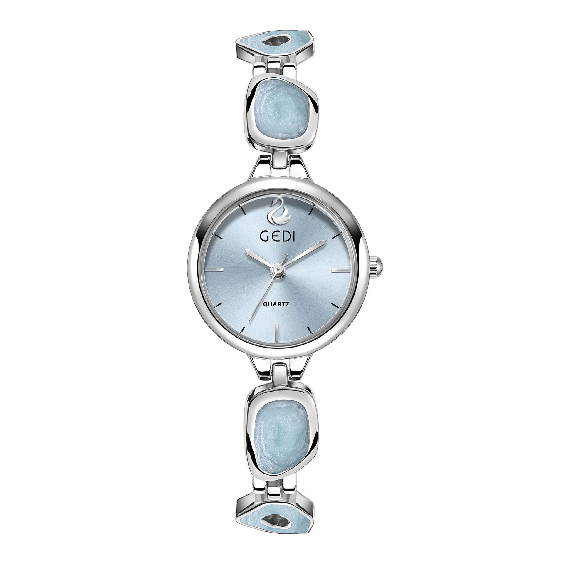 Women's Pink Quartz Bracelet Watch with Stone Band - Image 2