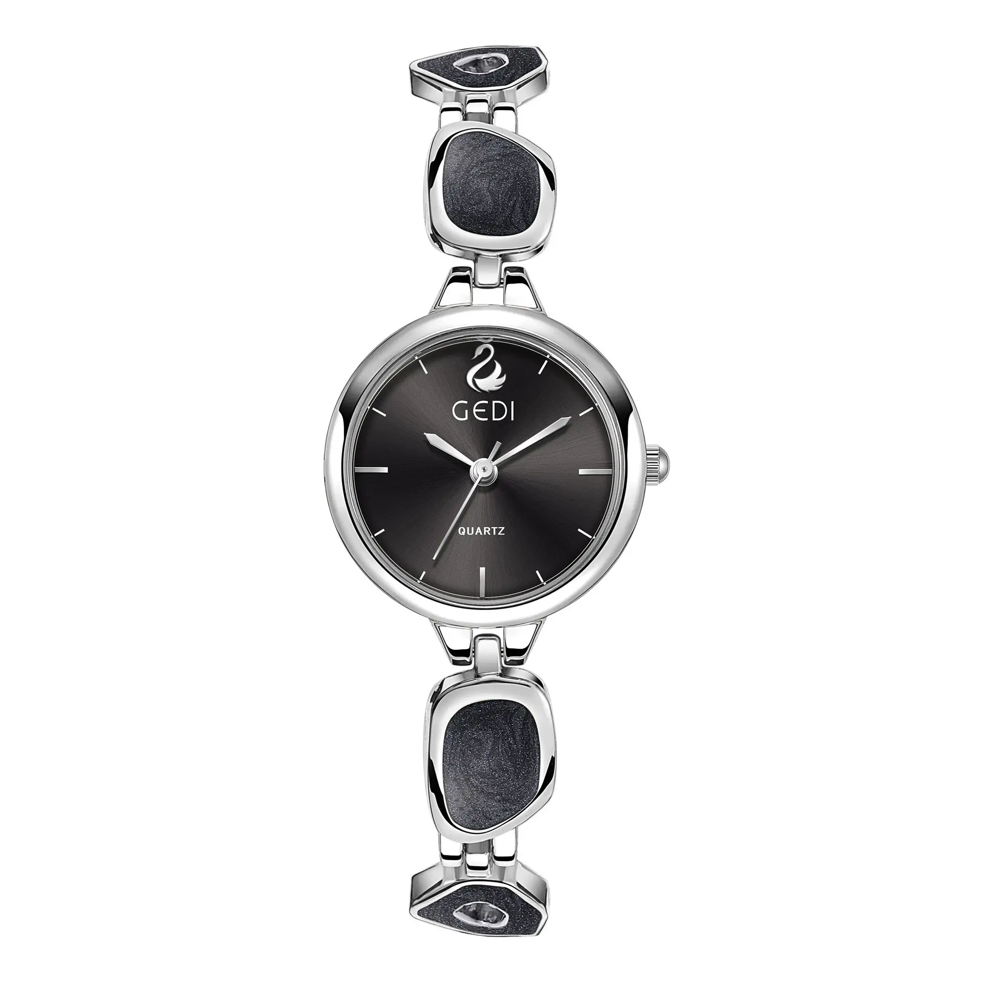 Women's Pink Quartz Bracelet Watch with Stone Band - Image 3