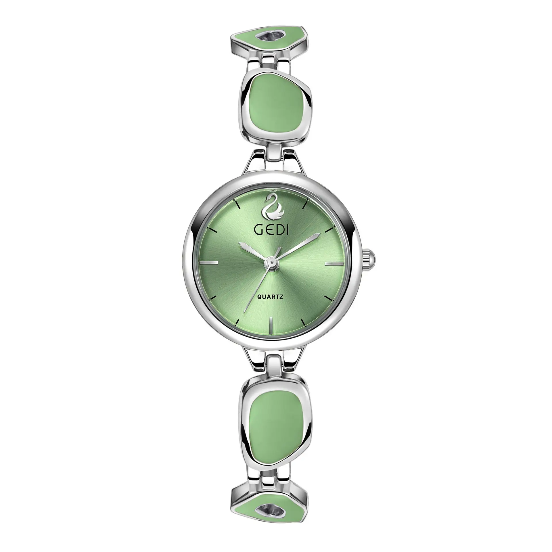 Women's Pink Quartz Bracelet Watch with Stone Band - Image 4