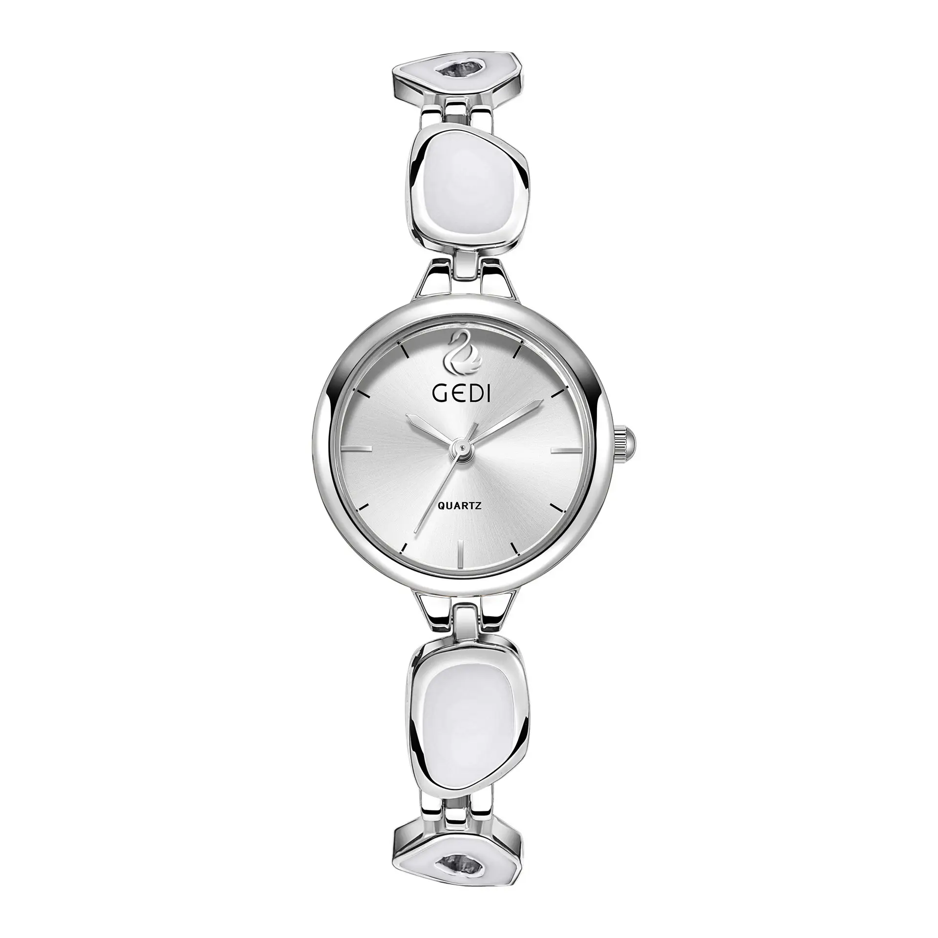 Women's Pink Quartz Bracelet Watch with Stone Band - Image 6
