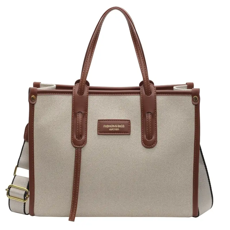 Women's Large Canvas Shoulder Crossbody Bag Grey - Image 8