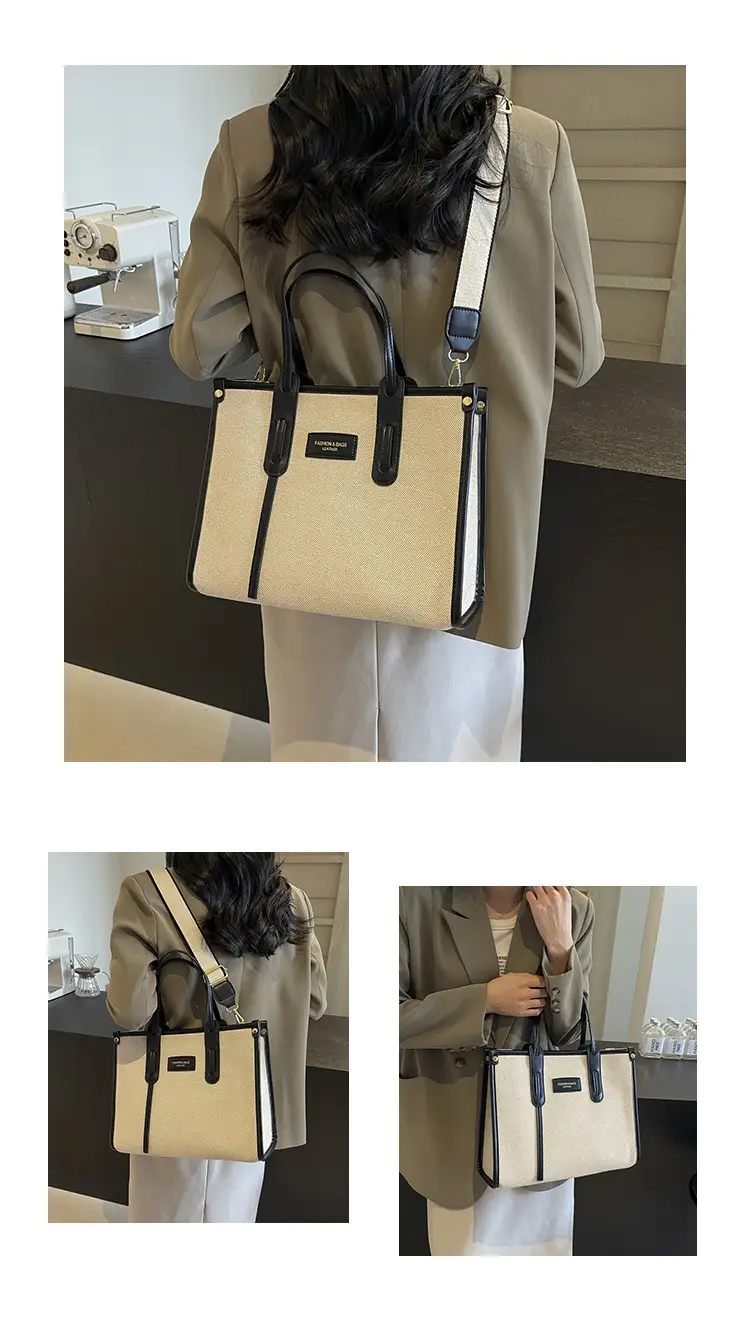 Women's Large Canvas Shoulder Crossbody Bag Grey — feature 11
