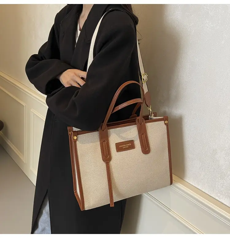 Women's Large Canvas Shoulder Crossbody Bag Grey — feature 17