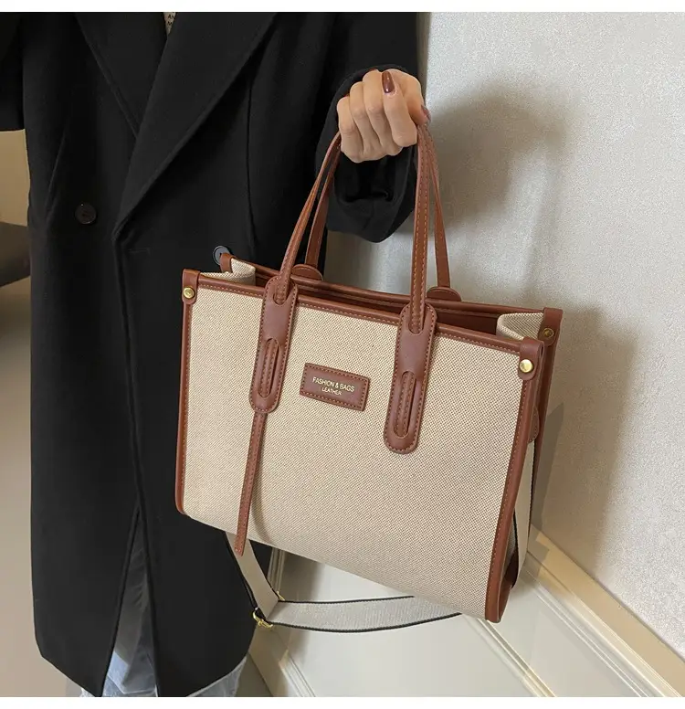 Women's Large Canvas Shoulder Crossbody Bag Grey — feature 19
