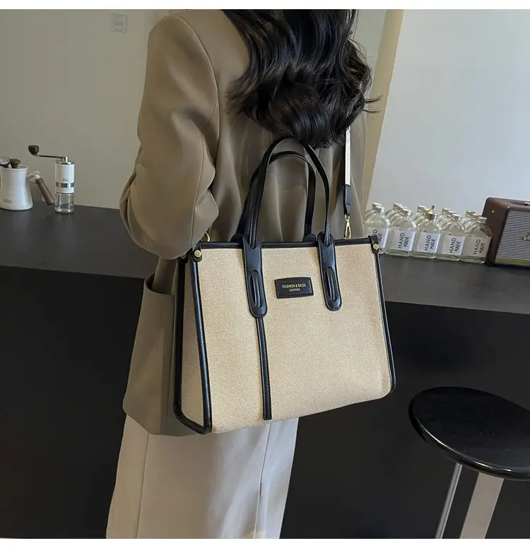 Women's Large Canvas Shoulder Crossbody Bag Grey — feature 20