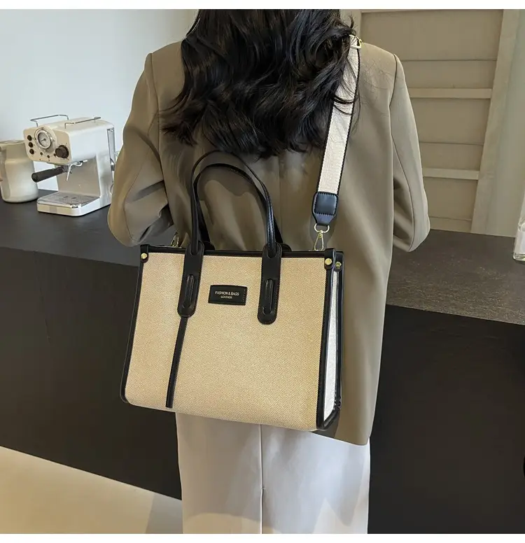 Women's Large Canvas Shoulder Crossbody Bag Grey — feature 21