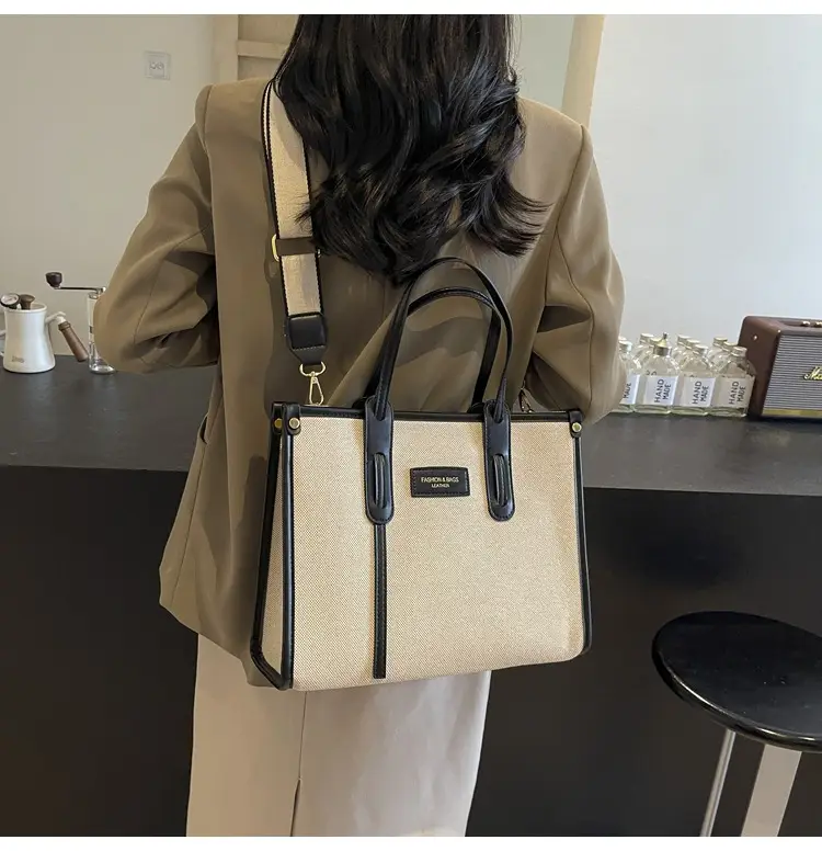 Women's Large Canvas Shoulder Crossbody Bag Grey — feature 23