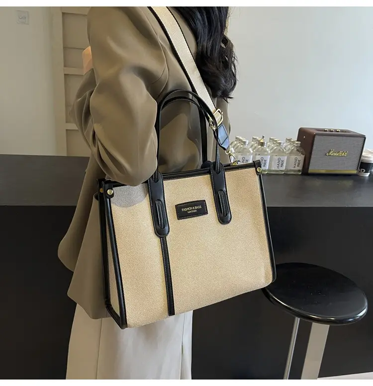 Women's Large Canvas Shoulder Crossbody Bag Grey — feature 24