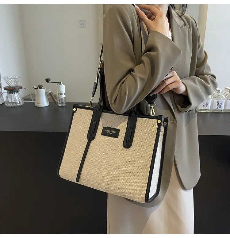 Women's Large Canvas Shoulder Crossbody Bag Grey — feature 26