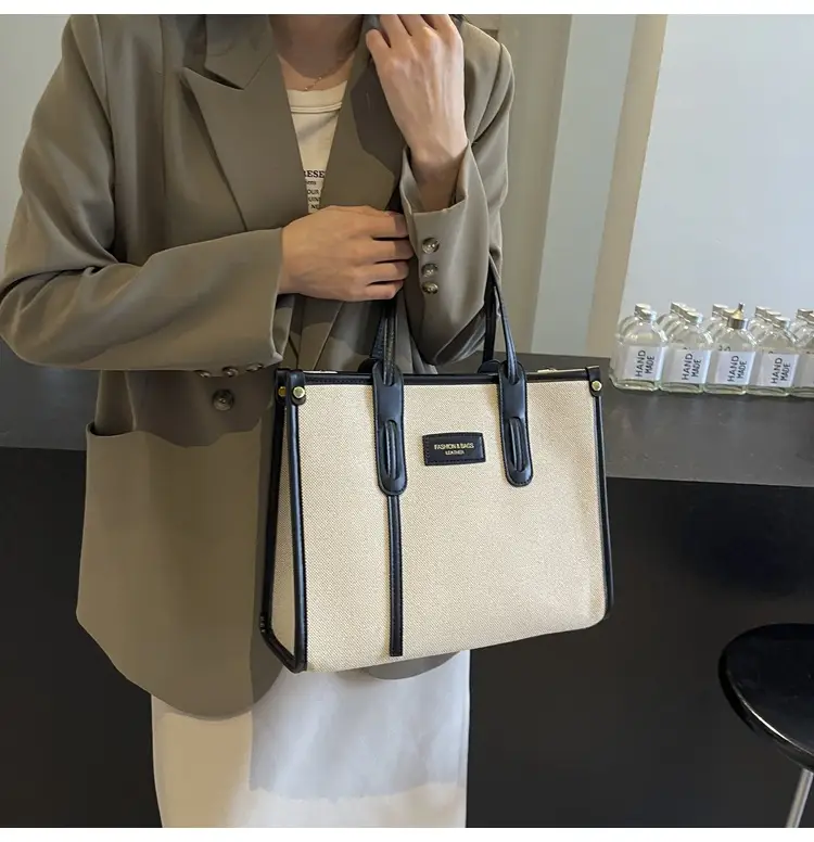 Women's Large Canvas Shoulder Crossbody Bag Grey — feature 27