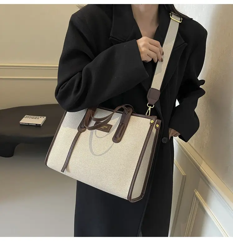 Women's Large Canvas Shoulder Crossbody Bag Grey — feature 28