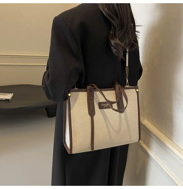 Women's Large Canvas Shoulder Crossbody Bag Grey — feature 29