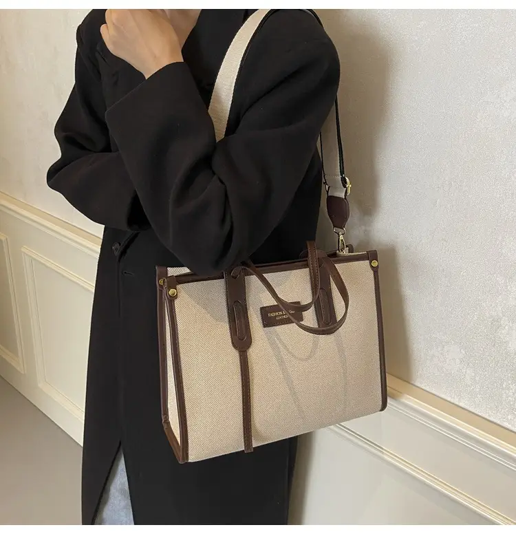 Women's Large Canvas Shoulder Crossbody Bag Grey — feature 32