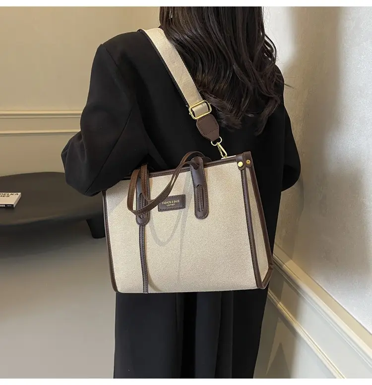 Women's Large Canvas Shoulder Crossbody Bag Grey — feature 33