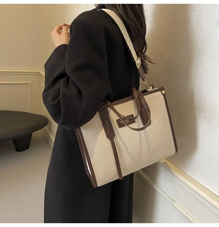 Women's Large Canvas Shoulder Crossbody Bag Grey — feature 34